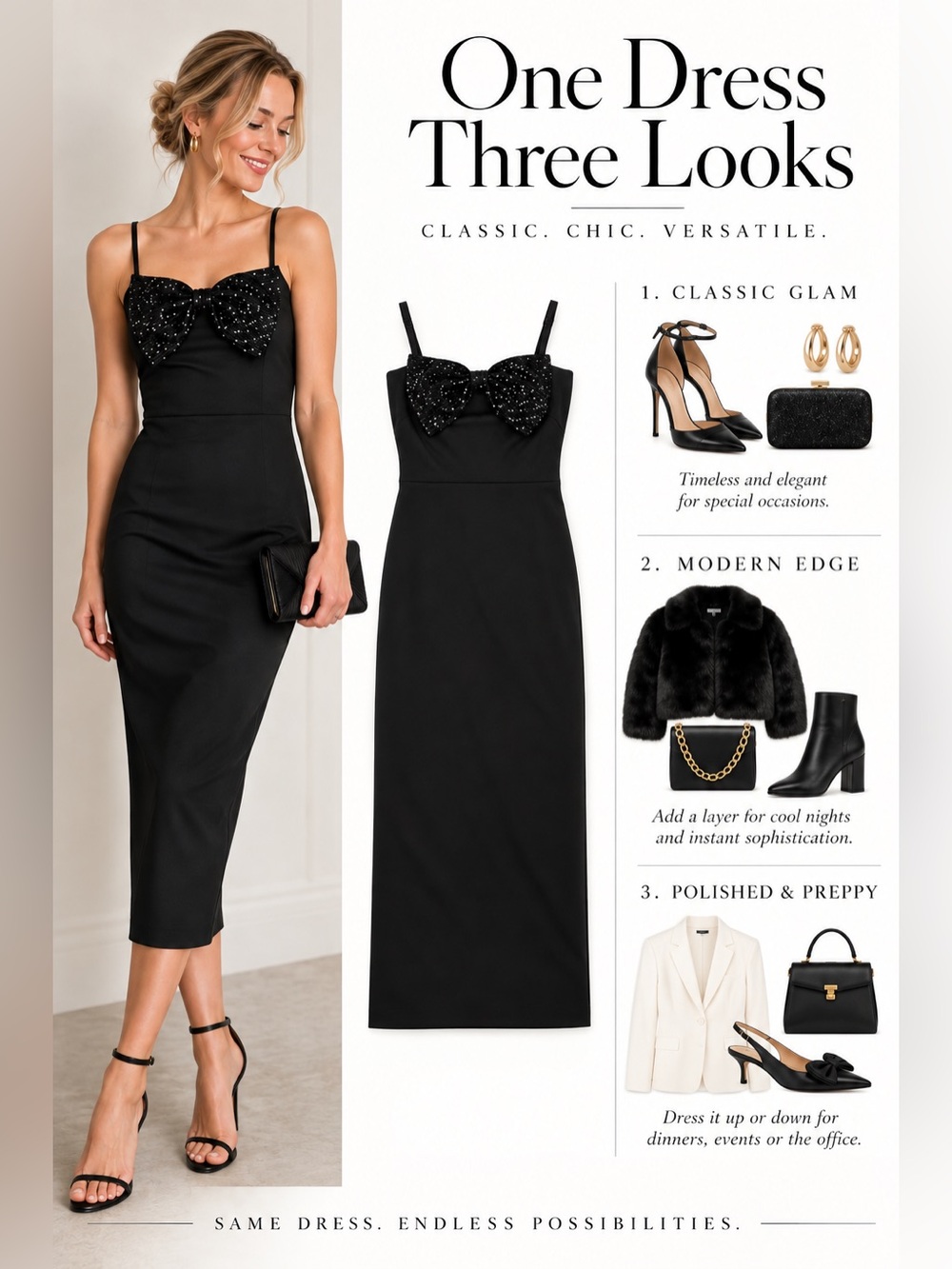 Eliza J Black Sequin Bow Mini Dress